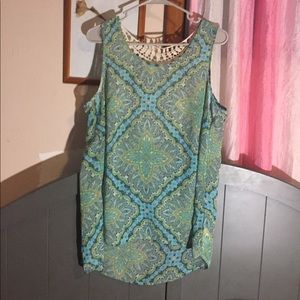 Maurices sheer tank top with crochet/knit lace